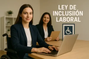 Grupo diverso de personas trabajando juntas en una oficina inclusiva.